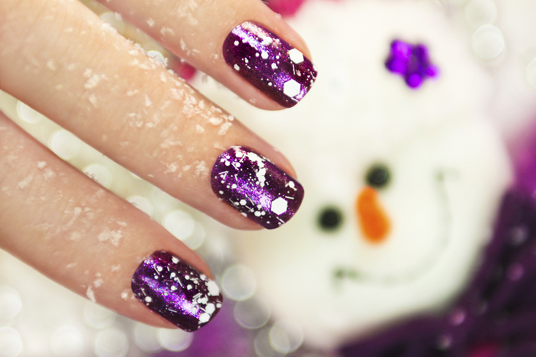 nail art hiver violet