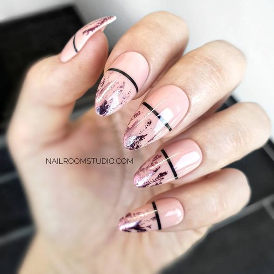 nail art rose noir